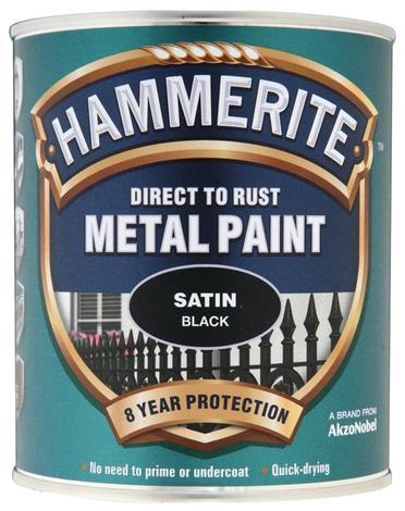 Боя за метал Hammerite 0.75 л черен сатен - Бои 3в1