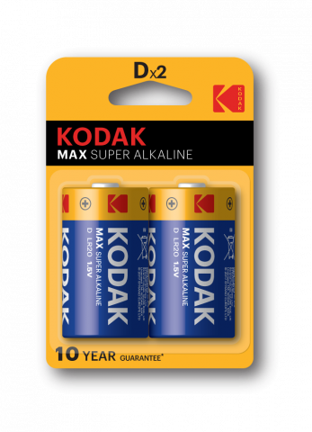 Алкална батерия Kodak MAX LR20/D 1.5V 2бр блистер. - Батерии