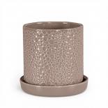 Керамична саксия с подложка 13х13х13 см кафява