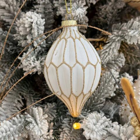 Коледна висулка бяло/златно, снимка 2 - Висулки за елхата