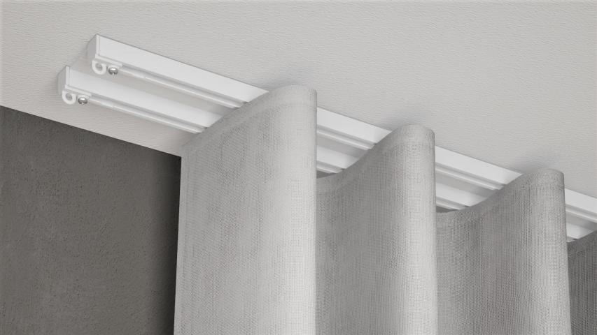 Двоен алуминиев корниз Санса 350 см бял, снимка 4 - Метални корнизи