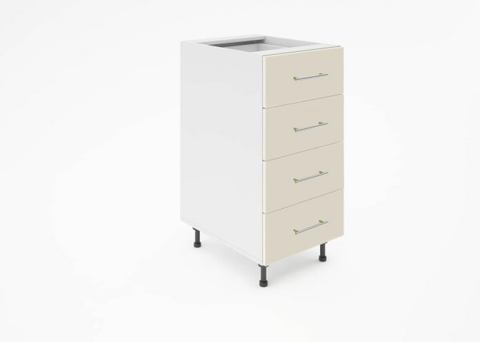 Крафт D4 долен шкаф с четири чекмеджета 40см, крем гланц - Модулни кухни с онлайн поръчка