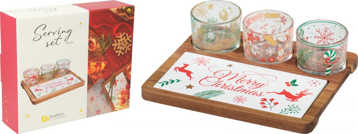 Коледен сет за сервиране 4 части, снимка 2 - Коледни артикули