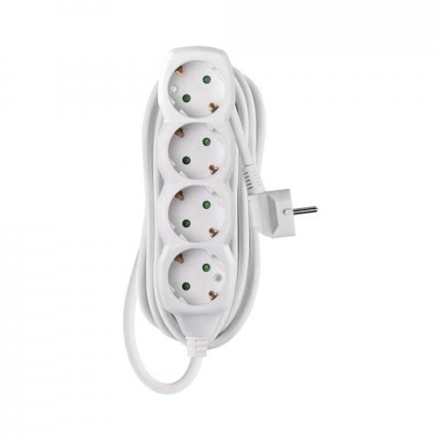 Разклонител 4x2P+E Schuko, кабел 5 м/1,5мм2, бял, Emos - Разклонители без защита