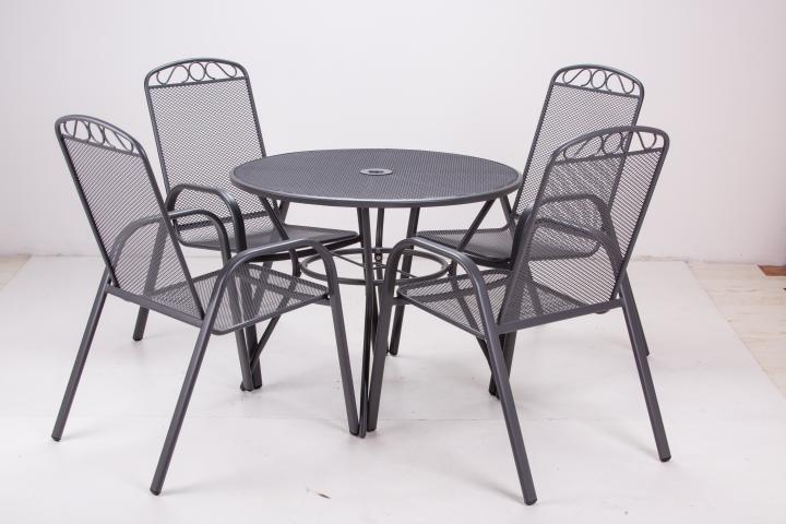 Градински стол MELFI с подлакътници, сив, снимка 2 - Метални столове