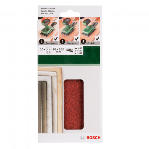 Комплект шкурки Bosch 10 бр. 93x185 мм, снимка 2 - Шкурка комплекти