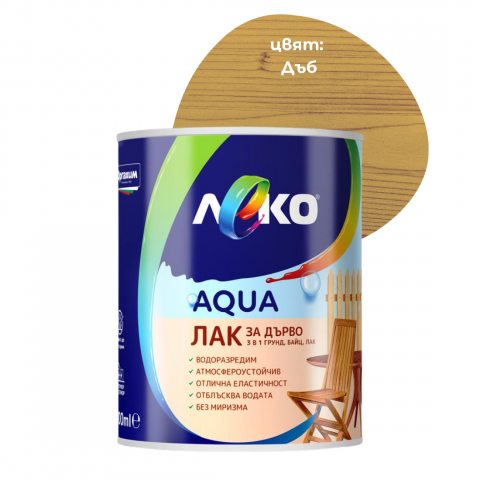 Леко Aqua лак за дърво Дъб 0.6л - Акрилатни лазурни лакове