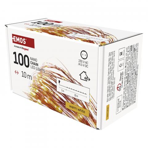 LED коледна верига медна, 10м топло бяла, снимка 3 - Светеща верига