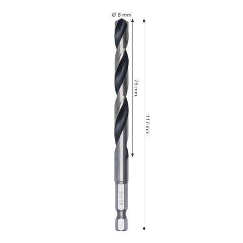 Свредло Bosch Metal HSS HEX 8х75x117 мм, снимка 2 - Свредла за метал