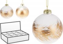 Стъклена коледна топка 8 см мат 2 дизайна