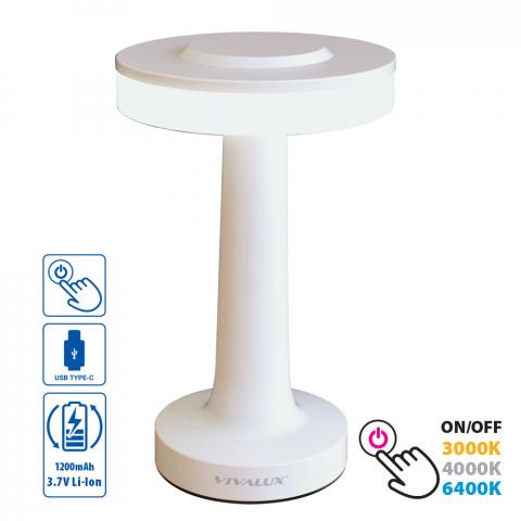 LED настолна лампа JULIE бяла 3000K-4000K-6400K - Настолни лампи