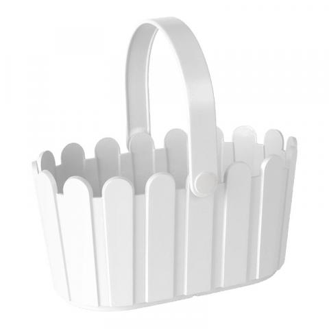 Кашпа-кошница 28х18 бяло - Пластмасови кашпи