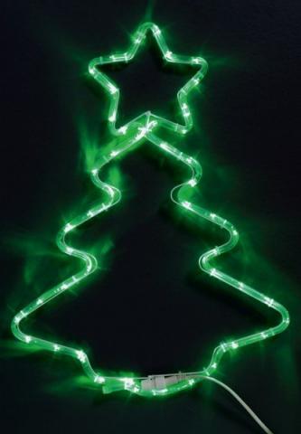 Светеща коледна елха OUT L55/H75см, 72 зелени LED/диодни - Светещи силуети