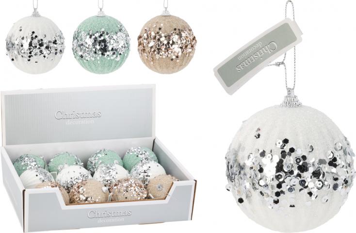 Коледна топка с пайети 8 см - Коледа