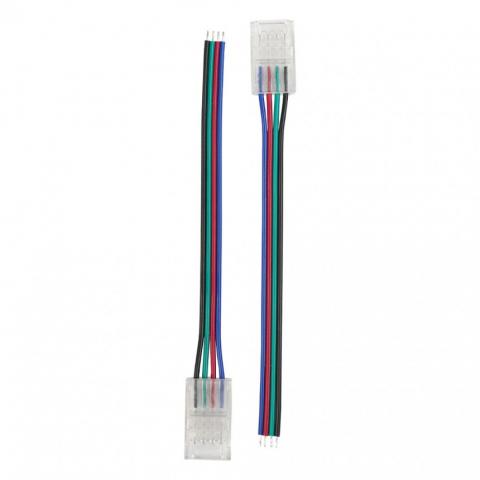 Конектор със захранващ кабел 10см за многократна употреба 4PIN за LED лента RGB 10mm -2бр. - Led ленти и аксесоари