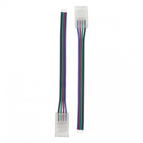 Конектор със захранващ кабел 10см за многократна употреба 4PIN за LED лента RGB 10mm -2бр. - Led ленти и аксесоари