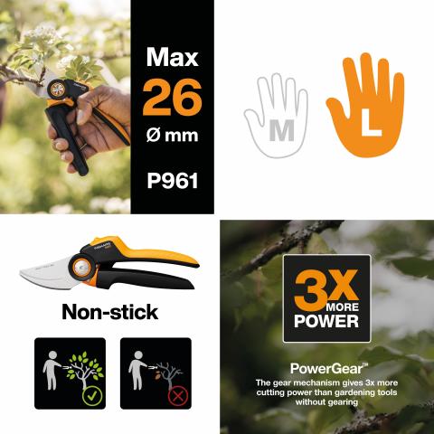 Градинска ножица Fiskars PowerGear PX94, снимка 3 - Лозарски ножици
