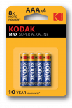 Алкална батерия Kodak MAX LR03/AAA 1.5V 4бр.блистер