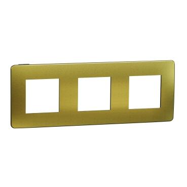 Декор. рамка Unica Studio Metal 3X,  злато/антрацит - Ключове и контакти