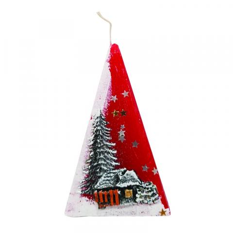 Коледна свещ пирамида с декорация - Коледни артикули