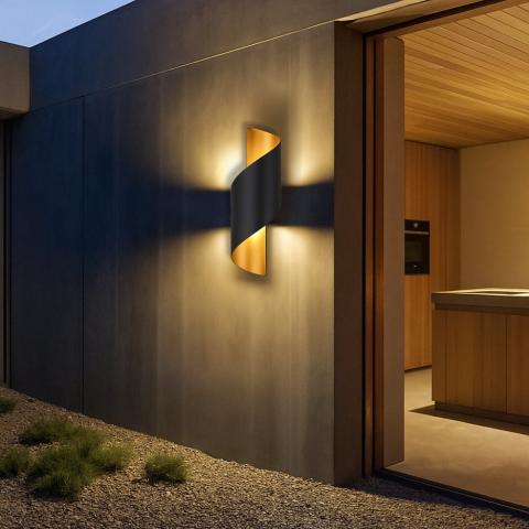 LED фасаден аплик APOLLO 230V 2x5W 4000К IP54 черно/злато, снимка 8 - Градински лампи