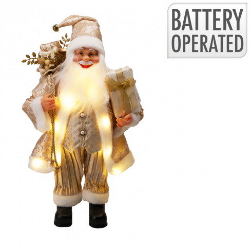 Коледна фигурка Дядо Коледа LED 60 см златист - Светещи фигури