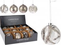 Коледна топка 8 см сива 4 дизайна