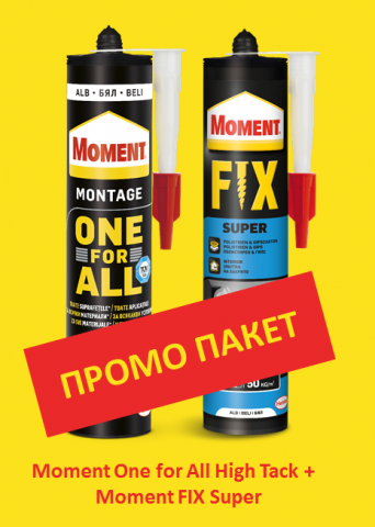 Промо пакет Moment OneForAll Flextec монт.лепило бяло 440 гр + Moment Super Fix 400 гр - Монтажни лепила