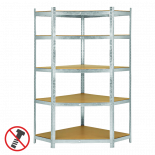Стелаж ъглов 180х90х90x40x40 см 5x175 кг поцинкован