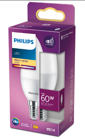 LED крушка Philips E14 7W 806Lm 2700K, свещ - Лед крушки е14