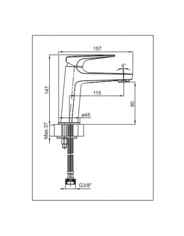 Смесител за умивалник EOS-N, Хром, снимка 2 - Смесители и душове