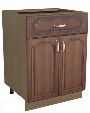 Долен шкаф с две врати и чекмедже "Орех", Н 60см - Модулни кухни с онлайн поръчка