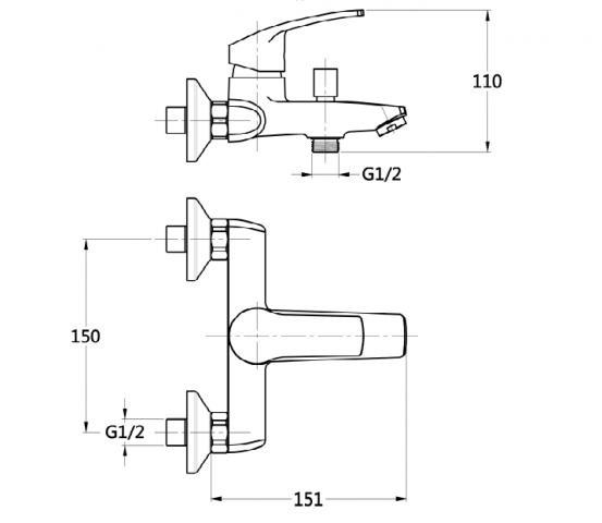 Смесител за вана/душ Malta, хром, снимка 2 - Едноръкохваткови смесители