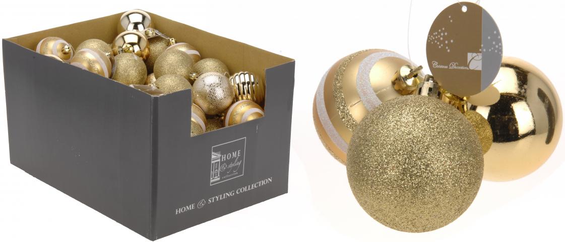 Комплект 3бр., ф6см златни топки - Коледа
