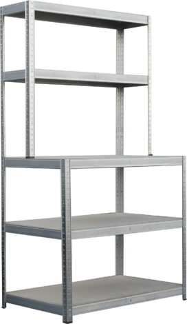 Стелаж с две нива, 5 рафта - Метални стелажи