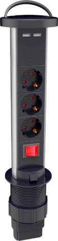 Разклонител за плот 3-ка с USB Merox, снимка 2 - Разклонители със защита от пренапрежение