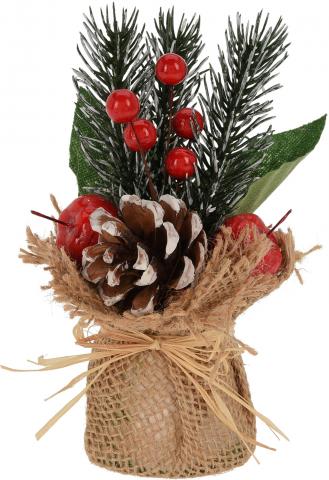 Коледна декорация в торбичка 16см, снимка 2 - Коледни изкуствени цветя
