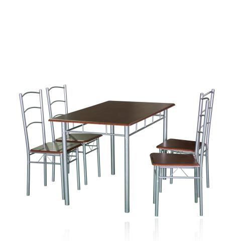 Комплект маса 4 стола, цвят орех - Трапезарни комплекти