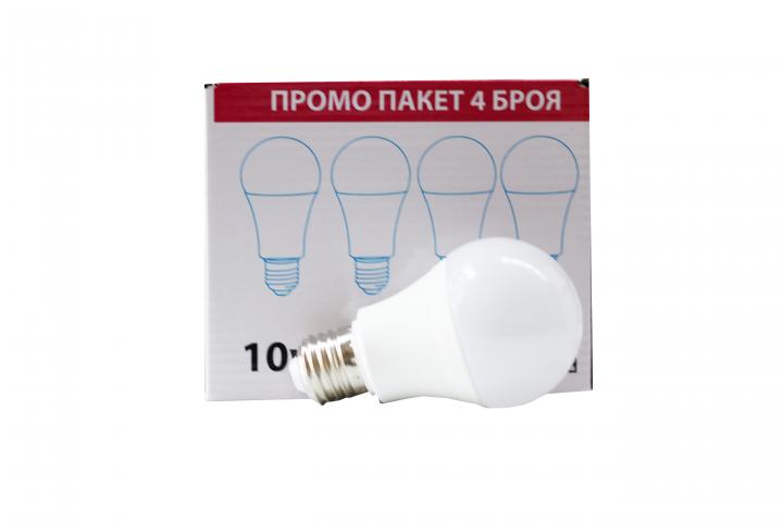 LED крушка 10W E27 4000K  - пакет 4 бр, снимка 3 - Лед крушки е27