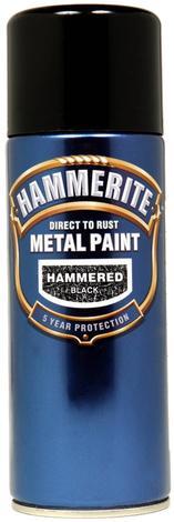 Спрей Hammerite 400мл, черен хамър ефект - Спрей бои за метал