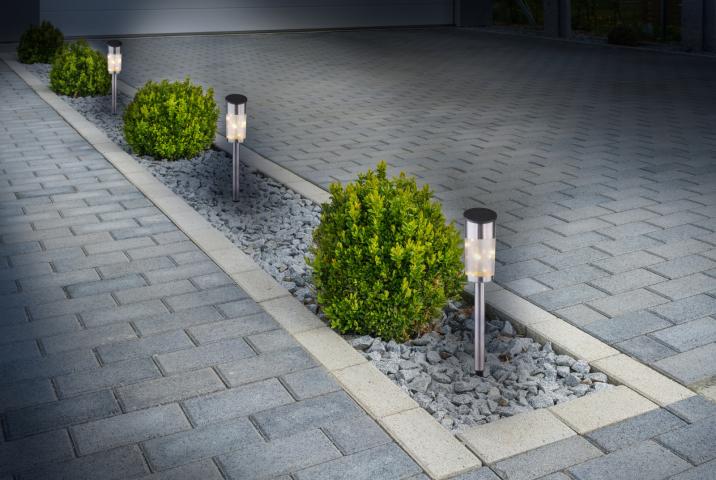 Комплект 2 бр соларен стълб инокс LED 0.06W 3V, 3000K, снимка 2 - Соларни лампи