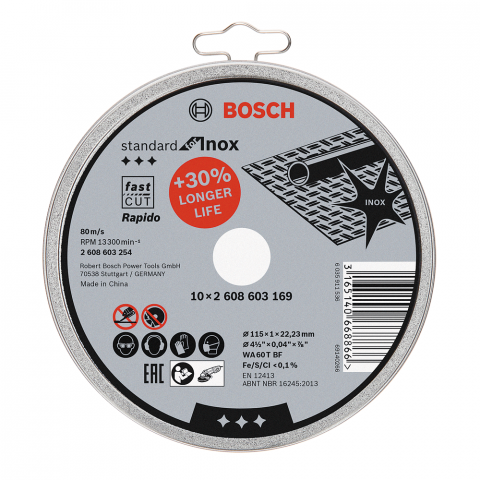 Комплект дискове 115 мм за Inox Bosch 10 бр. - Дискове за рязане на метал