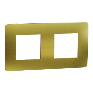 Декор. рамка Unica Studio Metal 2X,  злато/сл.кост - Ключове и контакти