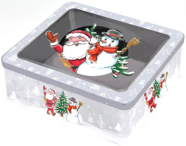Коледна квадратна кутия метална - Коледни артикули