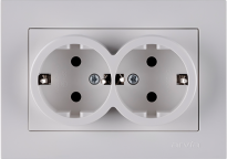 KAREN бял  двоен контакт ШУКО 2х(2Р+Е) 16А 250V