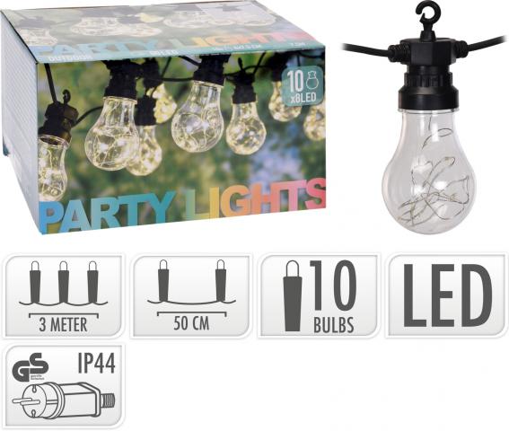 LED соларна верига 10бр с 8 микро LED, топла светлина - Соларни лампи