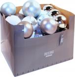 Коледна топка 10 см сребърна, синя