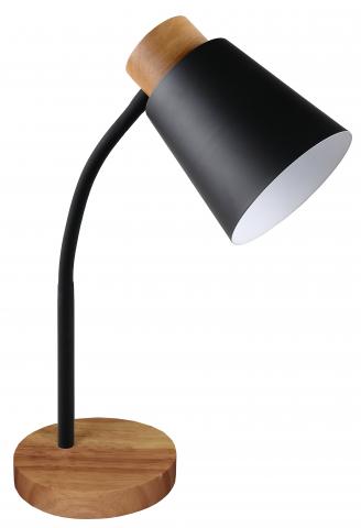Настолна лампа Дея Е27 черна/дърво - Настолни лампи