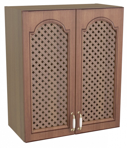 Горен шкаф с две врати с решетка "Орех" - Модулни кухни с онлайн поръчка