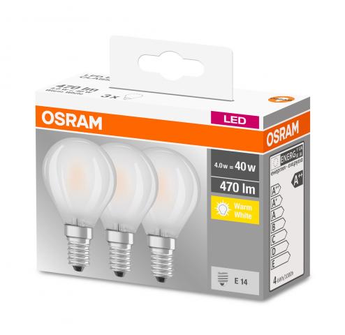 Комплект LED крушки Osram балонче E14 4W 3бр. - Лед крушки е14